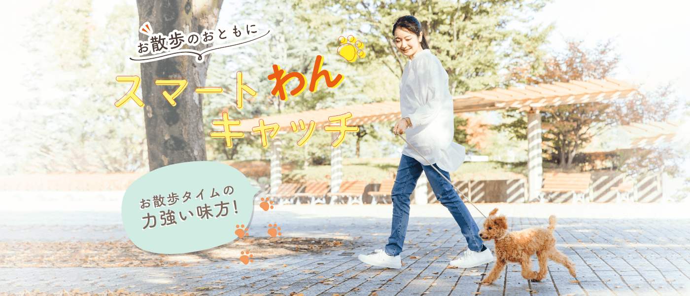 お散歩のおともにスマートわんキャッチ お散歩タイムの最強アイテム!